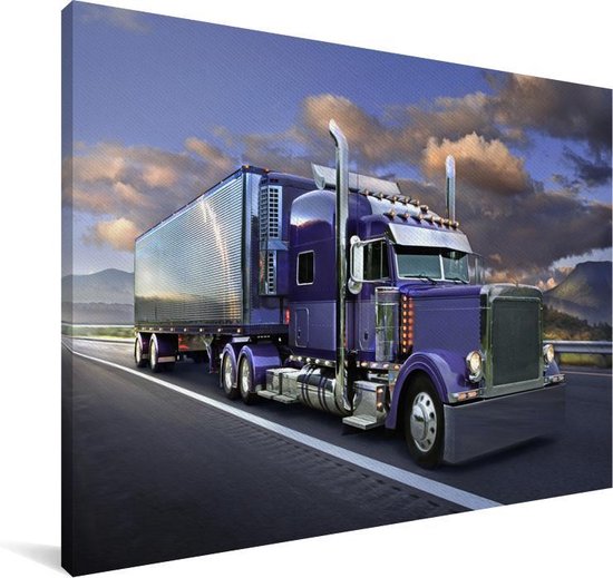 briefpapier Winkelcentrum Geval Paars gekleurde Vrachtwagen Canvas 120x80 cm - Foto print op Canvas  schilderij... | bol.com