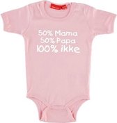 50% Mama 50% Papa 100% ikke romper korte mouw | licht roze | 50/56