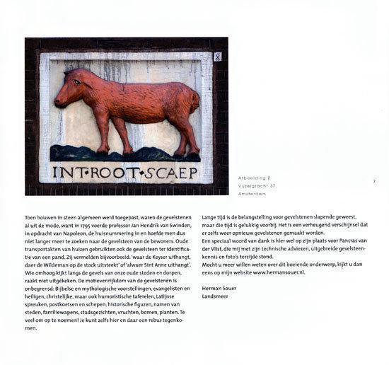 Een roodbruin paard met de tekst 'IN'T ROOT SCAEP'.