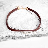 Bruine suéde choker - Kettingen - By Cleo