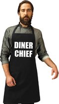 Diner chief keukenschort/ barbecueschort zwart heren