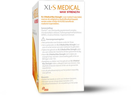 XL-S Medical Max Strength Afslanksupplement - 120 tabletten - Eetlustremmer - XL-S Medical