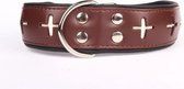 Dog's Companion - Leren hondenhalsband Swiss - Lengte: 65cm (51-60cmx50 mm), Kleur: Bruin/Zwart