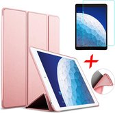 Hoes + Screenprotector geschikt voor iPad Air 2019 10.5 inch - Smart Book Case Roségoud