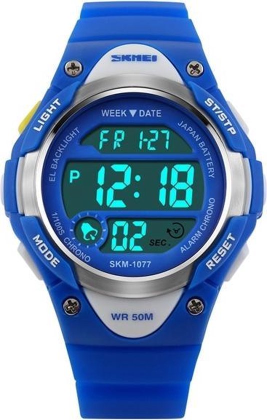 Kinderhorloge Chrono - Alarm – Digitaal Horloge – Blauw - Ø37mm - Giftbox