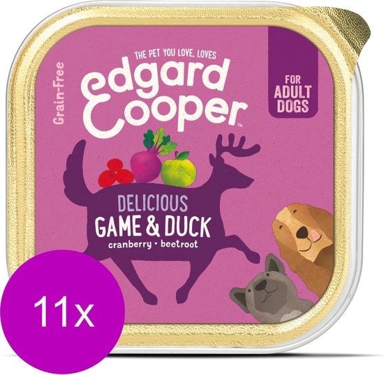 Edgard & Cooper Kuipje Honden Natvoer Hondenvoer Wild Eend 11 x 150 gr bol