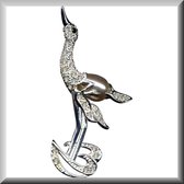 Schitterende zilveren  hanger van een kraanvogel