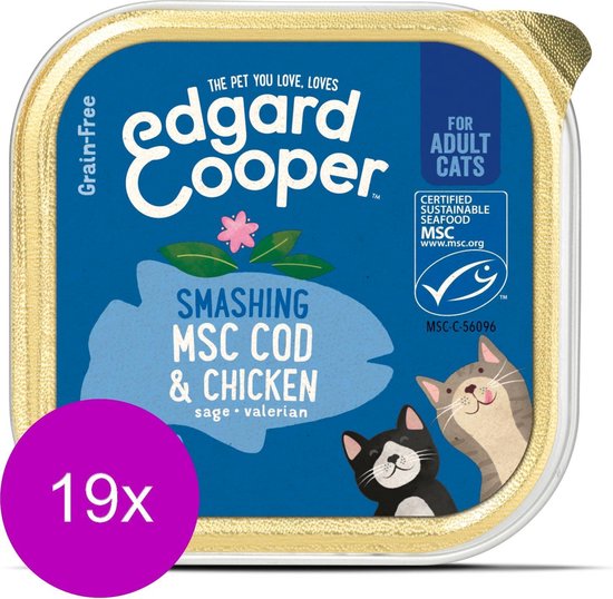 Edgard & Cooper MSC-kabeljauw & kip Kuipje - Voor volwassen katten - Kattenvoer - 19 x 85g