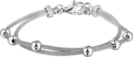 The Jewelry Collection Armband Bolletjes 18 + 2,5 cm - Zilver