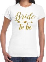 Bride to be Cupido goud glitter t-shirt wit dames 2XL