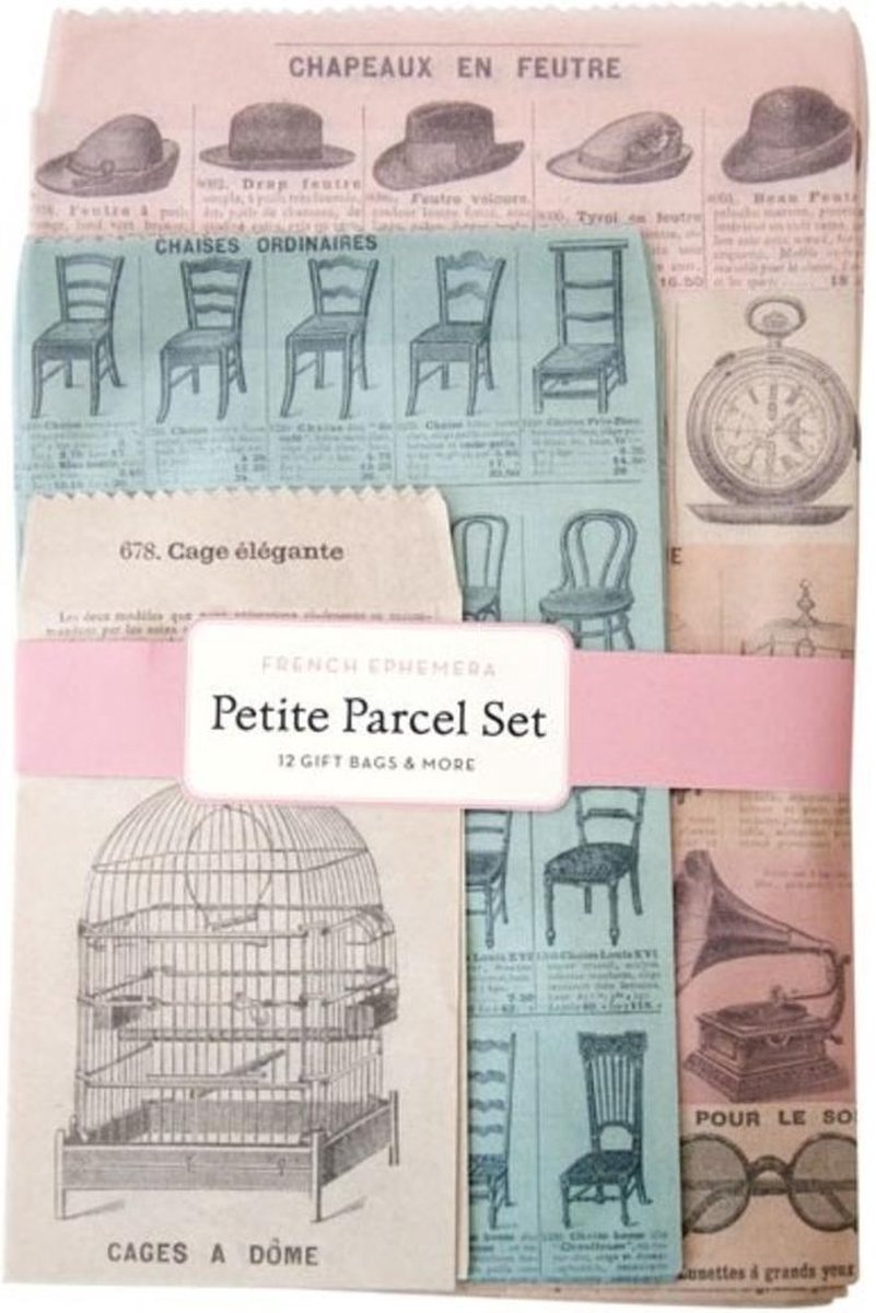 Set met Cadeauzakjes, Stickers en Labels - French Ephemera - Cavallini & Co Petite Parcel Set