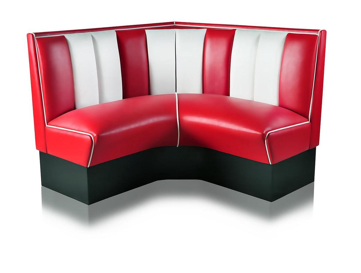 Bel Air Dinerbank Quarter Circle Booth HW-120-120 Rood
