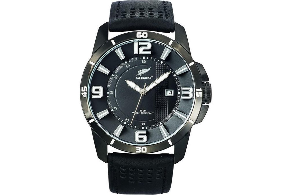 All Blacks 680185 analoog horloge 44 mm 100 meter zwart