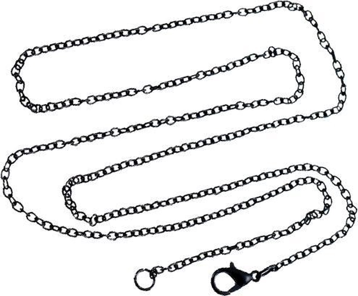 Ketting met zwarte schakels, 52 cm, ca 2mm