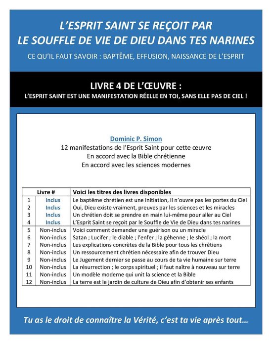 L’ESPRIT SAINT EST UNE MANIFESTATION RÉELLE EN TOI, SANS ELLE PAS DE