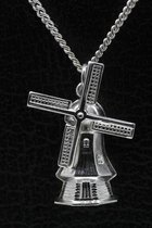 Zilveren Stellingmolen ketting hanger - achtkant middel