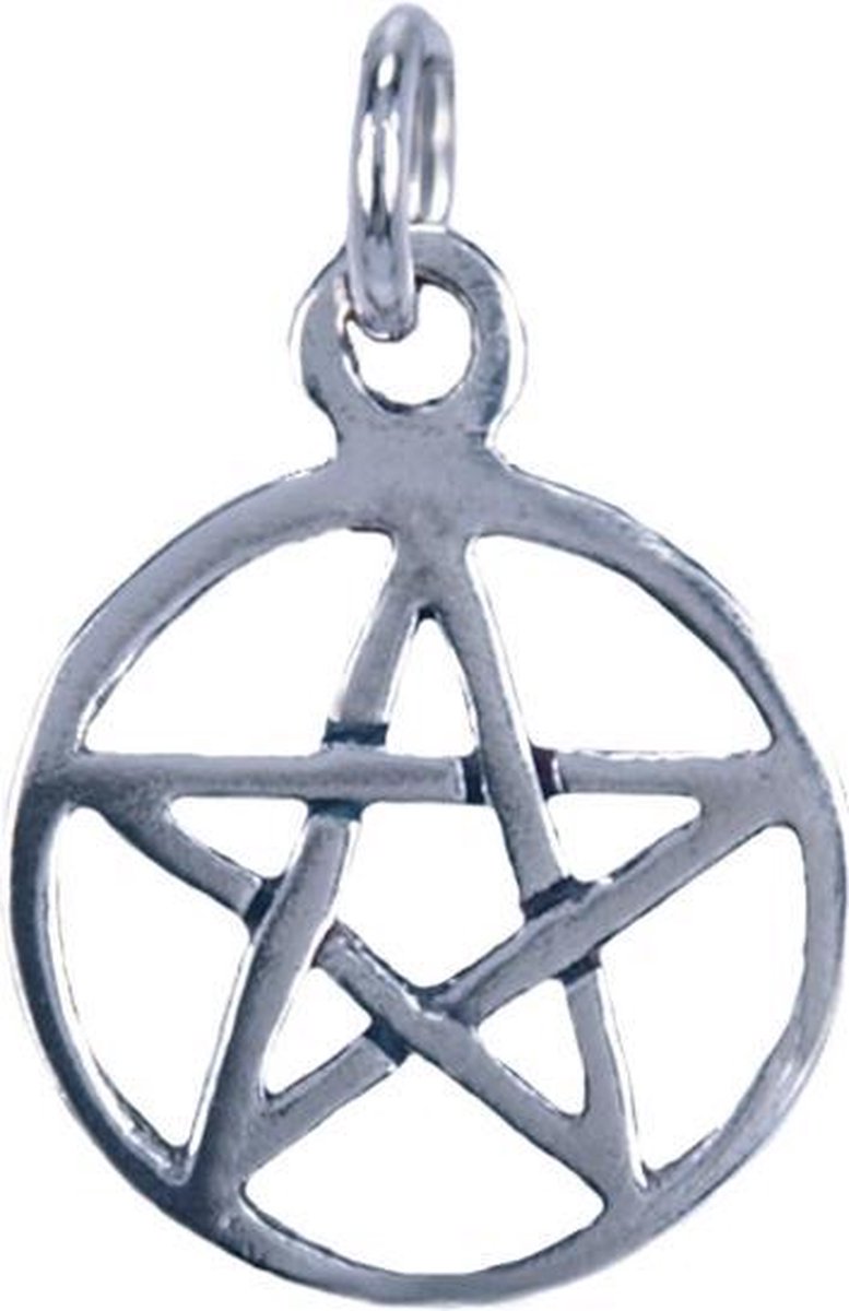 Zilveren Pentagram ketting hanger - in cirkel 16 mm