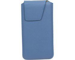 BestCases.nl Samsung Galaxy S5 Mini - Universele Leder look insteekhoes/pouch Model 1 - Blauw Medium
