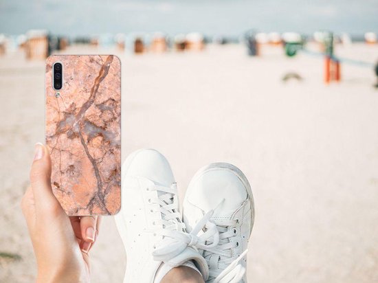 Coque Téléphone pour Samsung Galaxy A50 Bumper Housse Etui Orange De Marbre