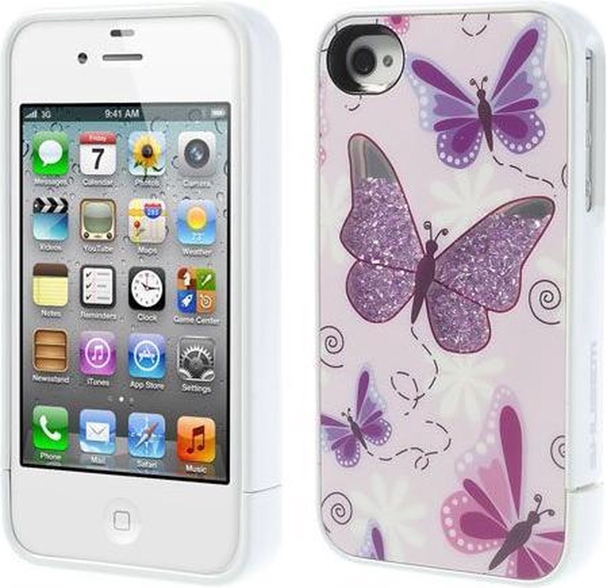 Vlinder Patroon Vloeiende Zand-achtige Diamant voor iPhone 4 4S