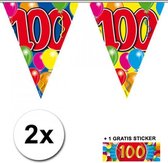 2x vlaggenlijn 100 jaar met gratis sticker