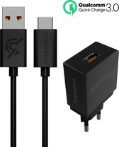 Chargeroo USB-C Kabel met Oplader - Qualcomm Quick Charge 3.0 - 1.2 meter - 18W/3A Adapter Snellader - Zwart
