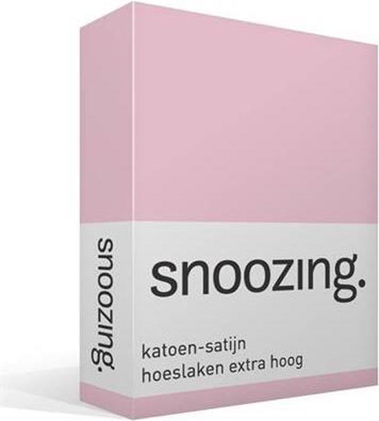 Snoozing - Katoen- Satin - Hoeslaken - Extra High - Double - 120x200 cm - Rose