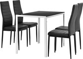 Eetkamerset eethoek Porvoo glas tafel en stoelen zwart en wit