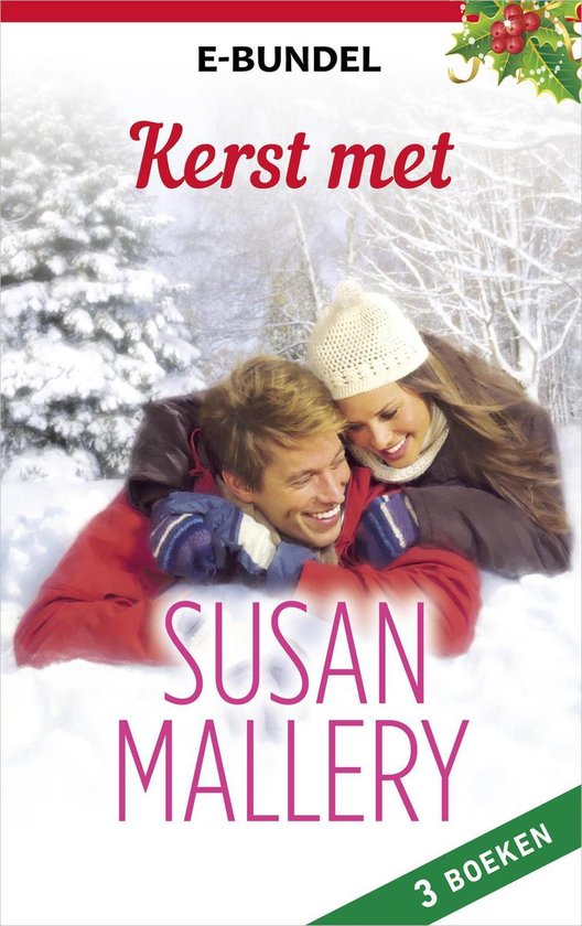 E-bundel Kerst met Susan Mallery, 3 boeken, een lachend stel in de sneeuw.