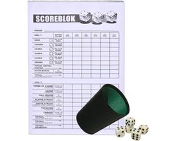 Scoreblok Yahtzee inclusief dobbelbeker met 6 dobbelstenen