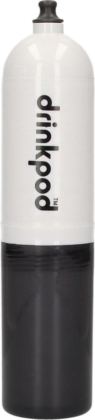 Drinkpod Drinkfles met Beker en Lipje voor Extra Drinkcomfort – 500 ml – 26x5 cm – Zwart – BPA Vrij