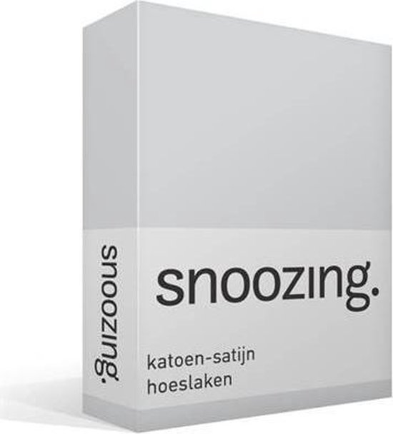 Snoozing - Katoen-satijn - Hoeslaken - Tweepersoons - 120x220 cm - Grijs