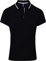 2 x Women's contrast Coolchecker® polo, Kleur Black/ White, Maat L  (2-stuks)