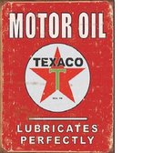 Texaco Lubricates Perfectly  Metalen wandbord 31,5 x 40,5 cm.