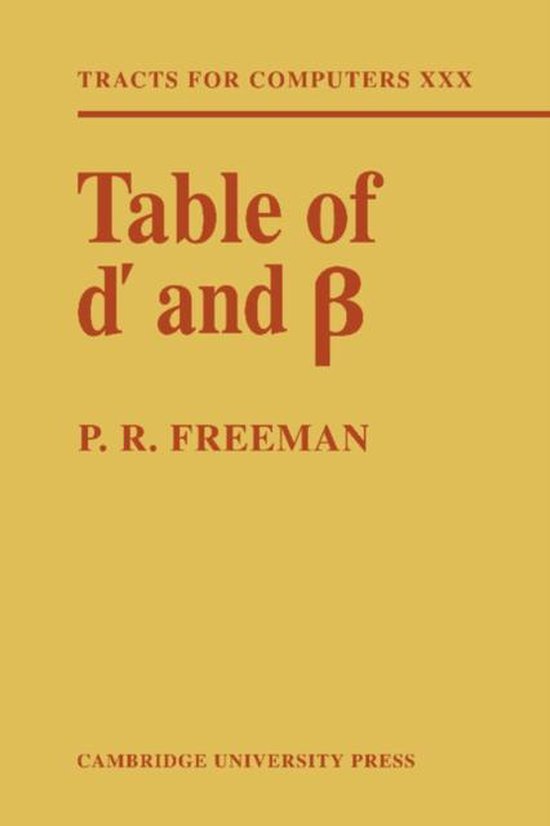 Table Of D And B 9780521294638 P R Freeman Boeken Bol