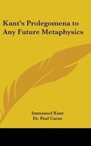 Boek kaft met de titel "Kant's Prolegomena to Any Future Metaphysics" op een gele achtergrond met een veerontwerp.
