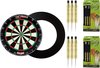 Afbeelding van het spelletje XQ Max - Razor1 Bristle - dartbord - inclusief - dartbord surround ring - Zwart - inclusief 2 sets 100% Brass Michael van Gerwen - 20 gram - dartpijlen