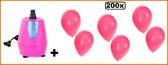 Ballonpomp electrisch roze + 200 ballonnen pink