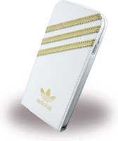 Adidas Originals - Iphone Hoesje - Wit/Goud - Basics Premium Flip Case - Hoesje voor iPhone 6/6s