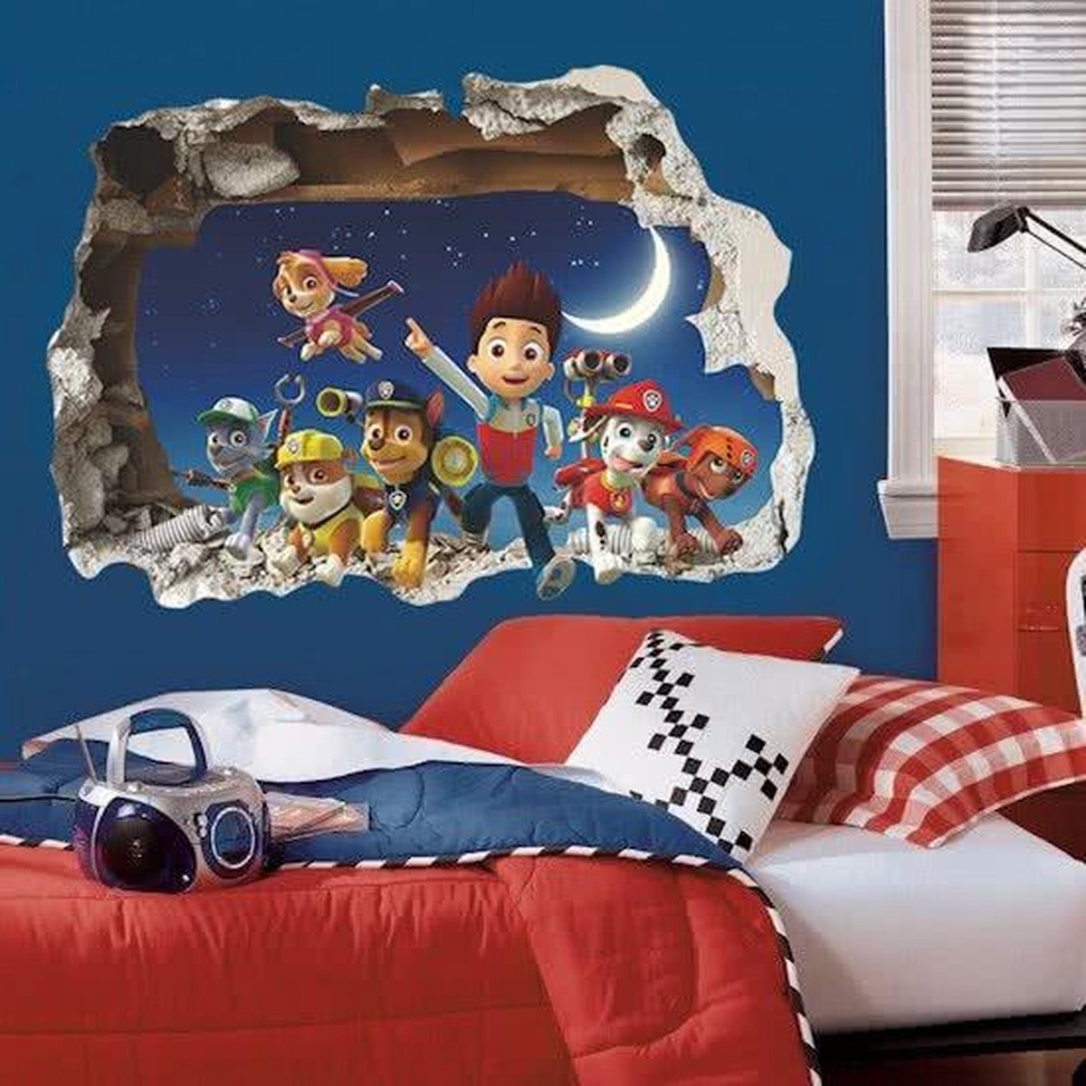 Muursticker Paw Patrol uit muur (3D) kinderkamer jongenskamer