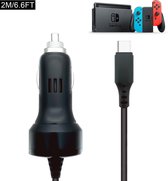 DrPhone PredatorX2® Autolader 1.5 Meter - Geschikt voor Nintendo Switch - Ultra Speed - USB Type C – Kabel + Lader - Zwart