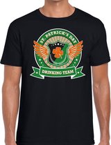 St. Patricks day drinking team t-shirt zwart heren - St Patrick's day kleding L