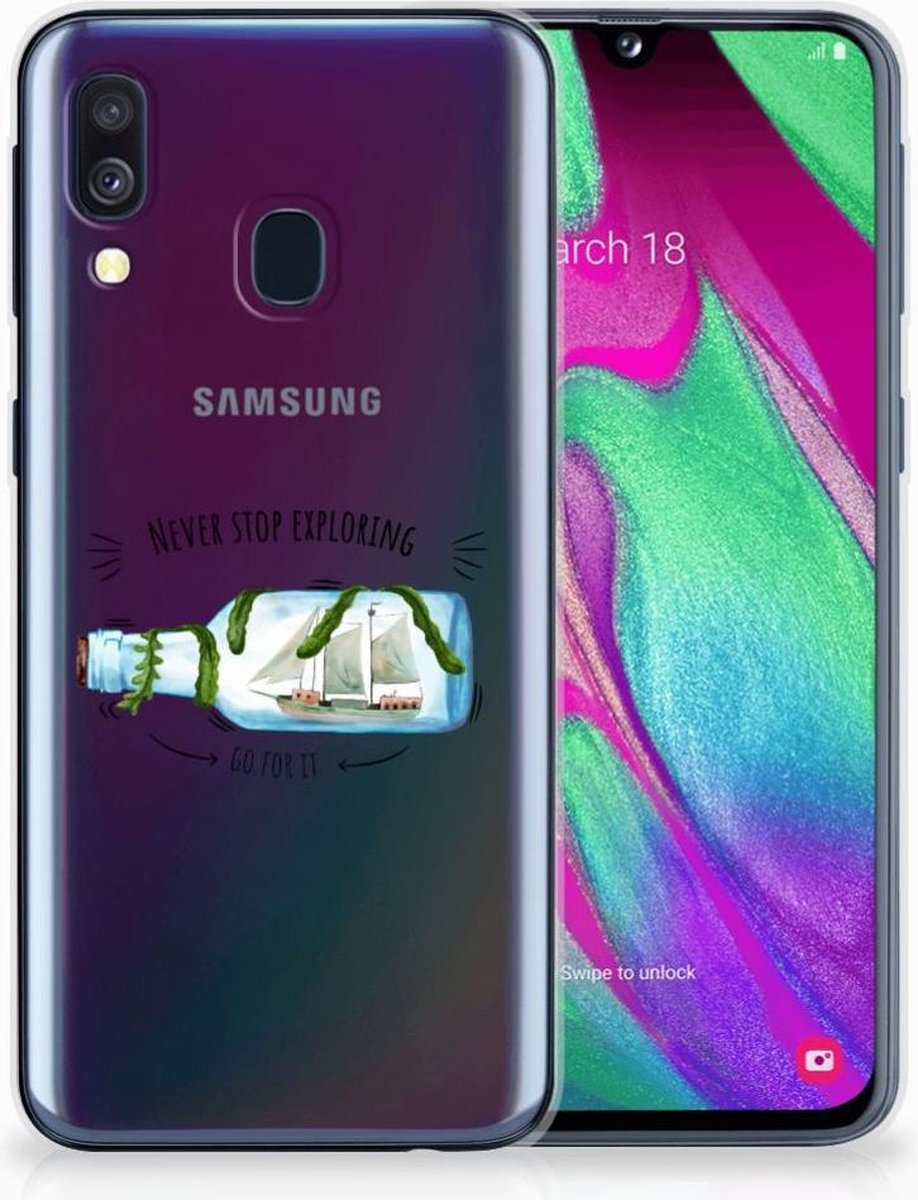TPU Hoesje voor Samsung Galaxy A40 Telefoonhoesje met Naam Boho Bottle