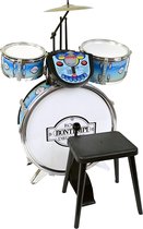 Zilverkleurige 4-delige drumset met virtuele leraar