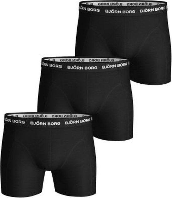 Bjorn Borg Solid Essential Heren Boxershort-3P-Zwart-Maat M