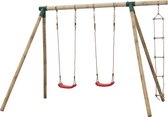 Dubbele houten schommel met touwladder - SwingKing Charlotte compleet