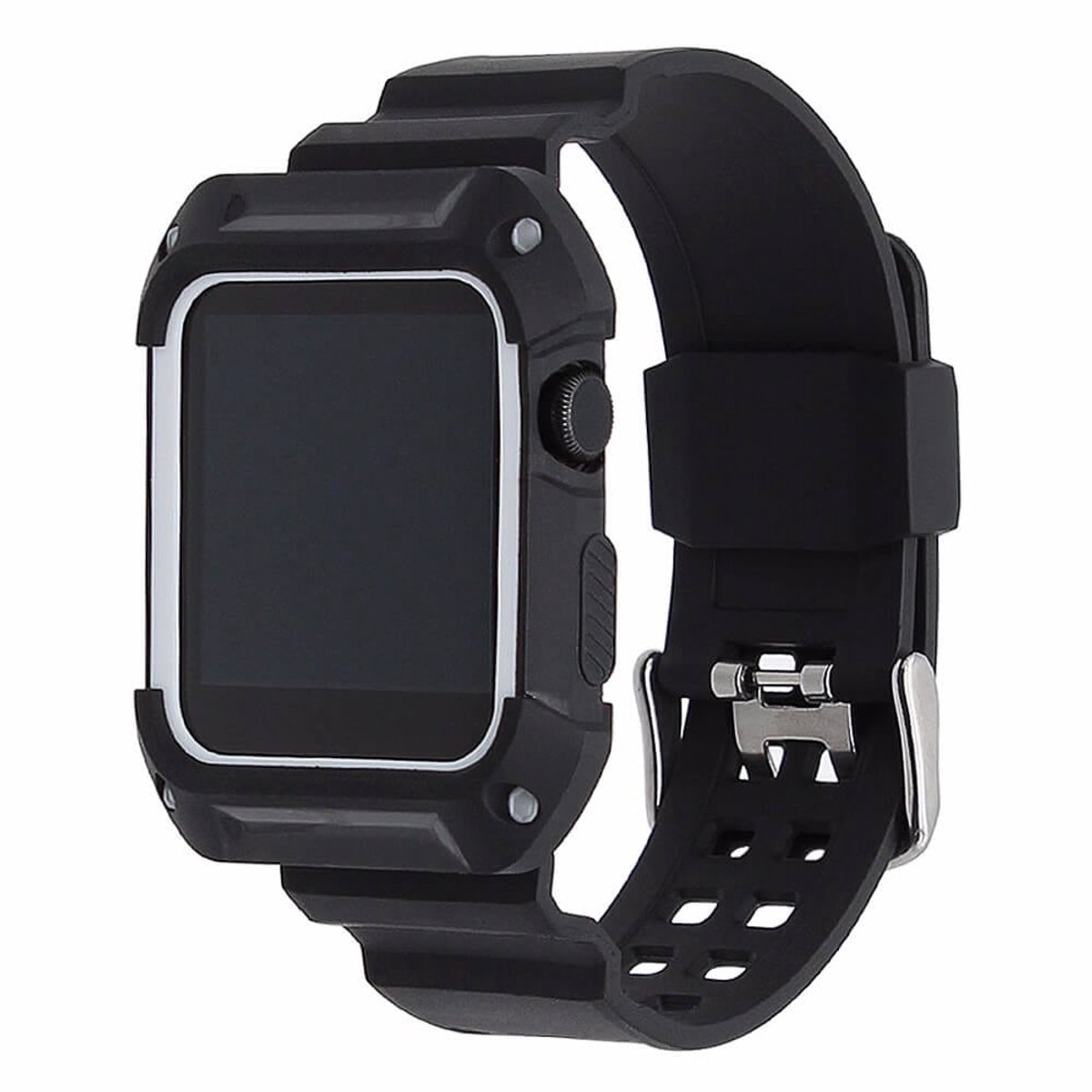 watchbands-shop.nl bandje - Apple Watch Series 1/2/3 (38mm) - Zwart / Wit