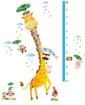 DW4Trading® Groeimeter muursticker giraffe met sjaal
