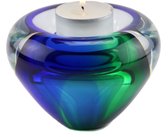Glasobject tealight mini urn glas blauw/groen Waxinelichthouder