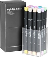 Stylefile Twin Marker 12 Pastel Set - Hoge kwaliteit stiften, ideaal voor designers, architecten, graffiti artiesten, cartoonisten, & ontwerp studenten